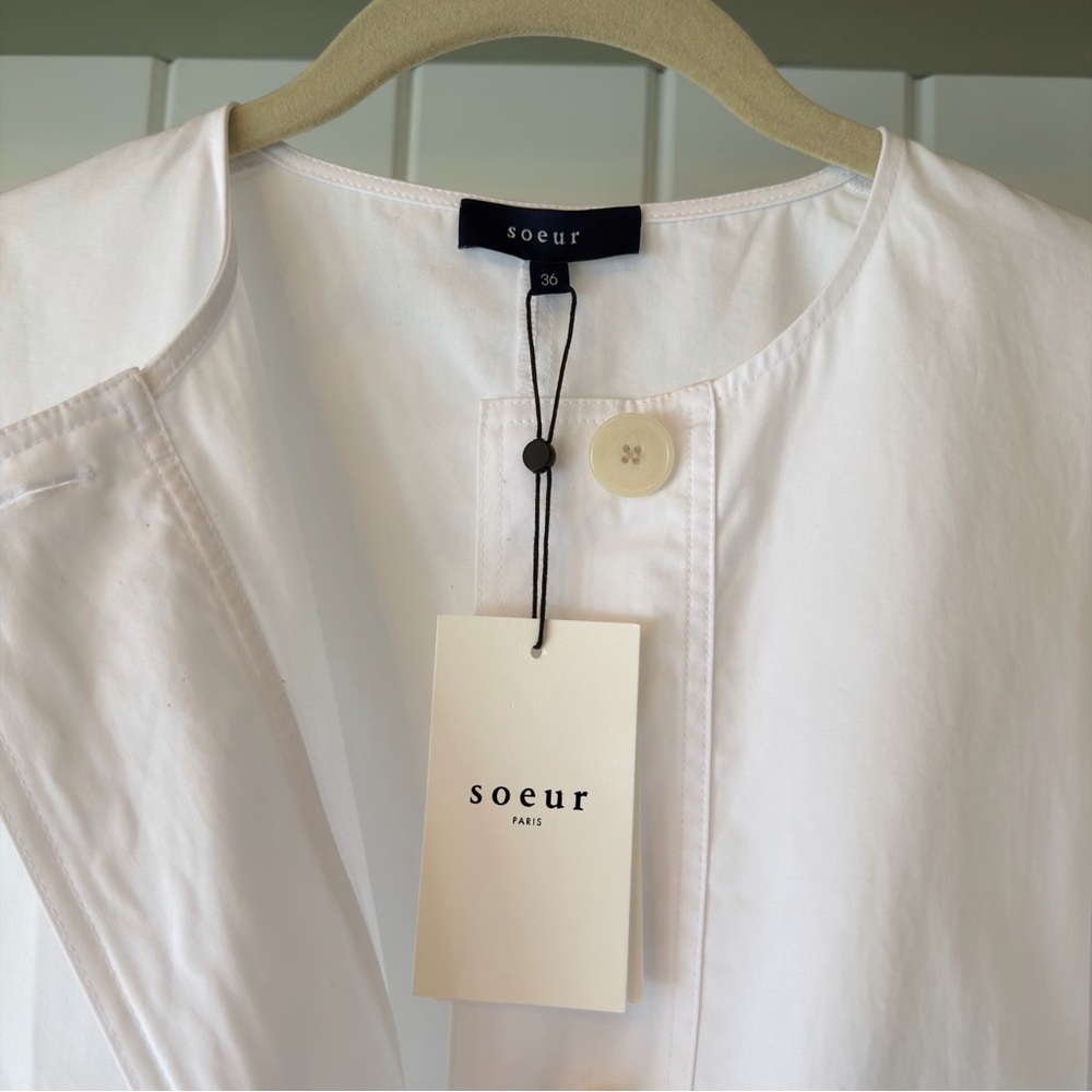 soeurnew white collarless button blouse - Picture 2 of 2